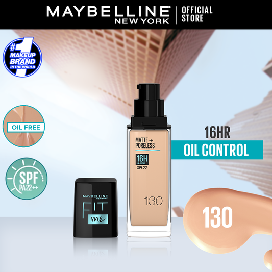 Maybelline Ny New Fit Me Matte + Poreless Liquid Foundation Spf 22 - 130 Buff Beige 30Ml - For Normal To Oily Skin